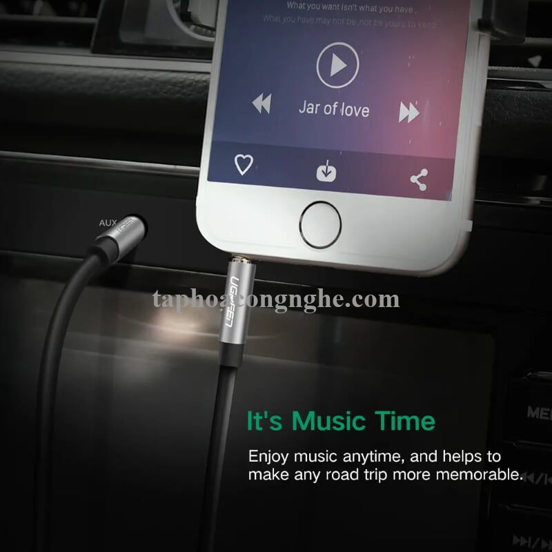 Ugreen 10737 5M màu Đen Cáp âm thanh 2 đầu 3.5mm dương dây tròn TPE cao cấp AV119 30010737